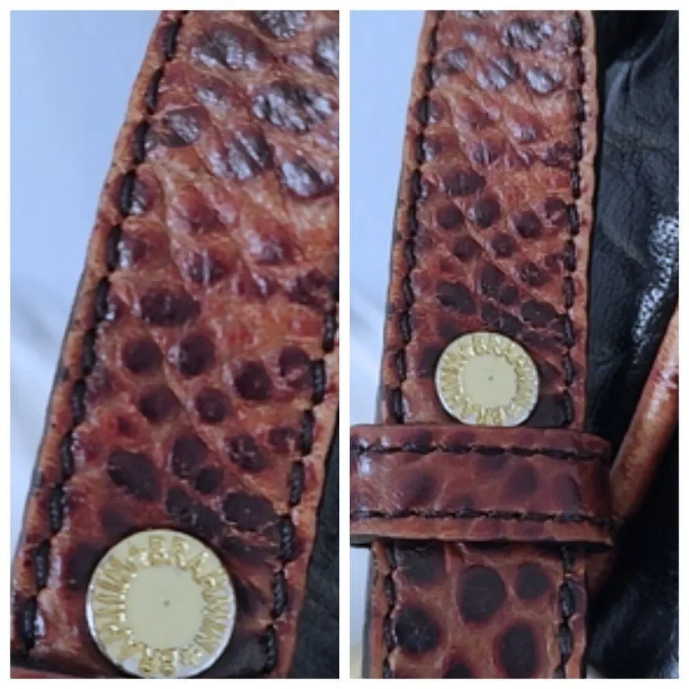 Brahmin Tuscan vintage croc-embossed satchel crossbody EUC